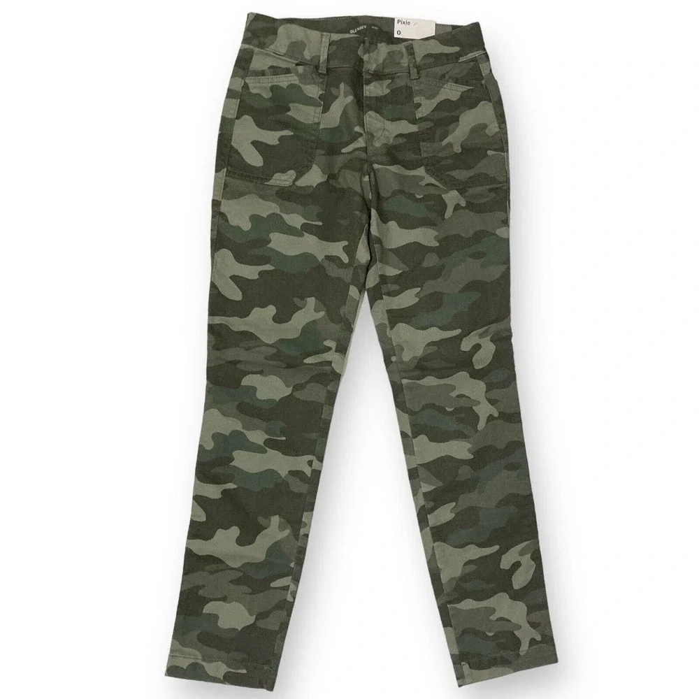 Old Navy Camo Pixie Pants Skinny Leg Green Size 0 New - Picture 1 of 6